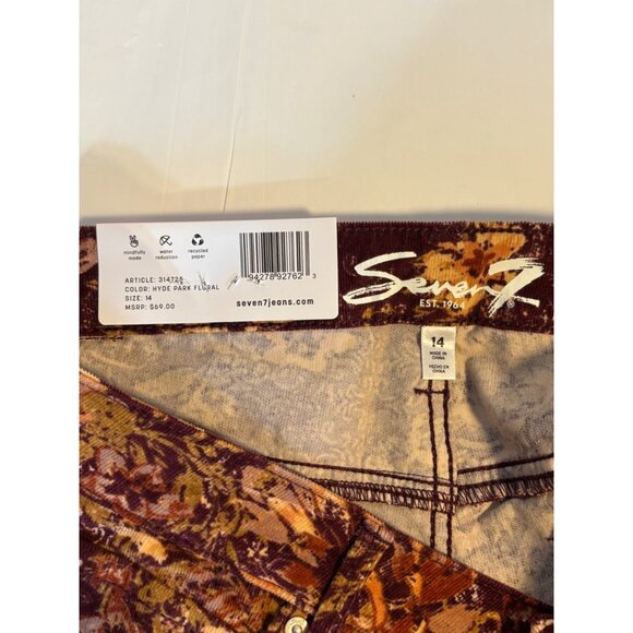 Seven7 High-Rise Skinny Corduroy Pants Floral Print Women's Size 14 NWT - Picture 6 of 9